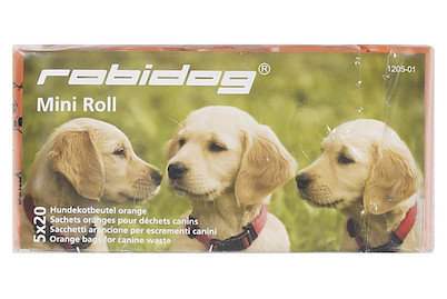 Image of Robidog Mini-Roll 5 Rollen à 20 Stk. Hundekotbeutel, orange bei JUMBO