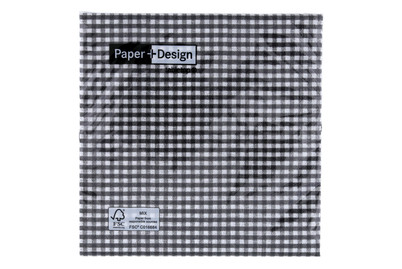 Image of Servietten Vichy 33cm schwarz 20 Stück bei JUMBO