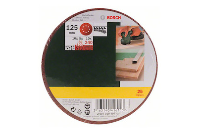 Image of 25-teiliges Schleifblatt-Set für Exzenterschleifer, Körnung 80, 120, 240 bei JUMBO