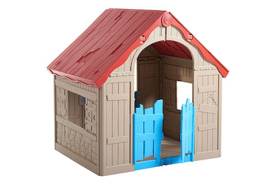 Image of Keter mobiles Kinder Spielhaus Folding House faltbar 73.8x90.2, kunststoff beige-rot bei JUMBO