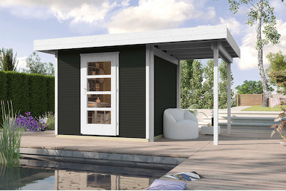 Image of Weka Gartenhaus Fineline 3 anthrazit (300 x 295 cm), holz bei JUMBO