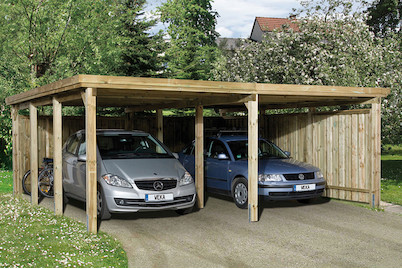 Image of Weka Doppel Carport Optima Duo 2 (591 x 576 cm), holz bei JUMBO