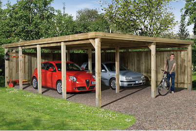 Image of Weka Doppel Carport Optima Duo 3 (784 x 576 cm), holz bei JUMBO