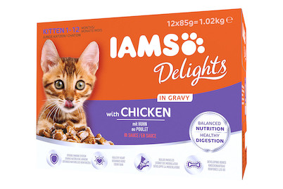 Image of Iams Delights Kitten Katzenfutter in Sauce Huhn 12x85g