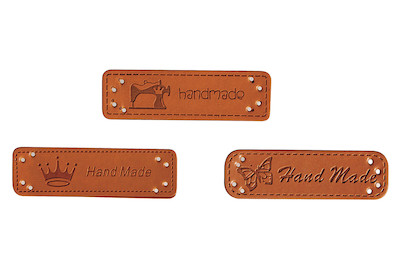Image of Kunstleder Labels - Handmade , 4,9x1,5cm, 3 Designs, SB-Btl 3Stück bei JUMBO