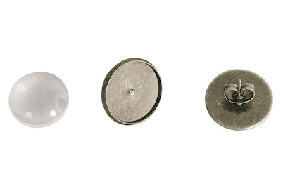 Image of Metall- Fassung: Ohrstecker, 1,6cm ø, m. Cabochon, SB-Btl 1Paar bei JUMBO