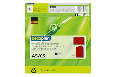 Image of Oecoplan Kuverts und Doppelkarten A5/C5 rot 10/10 Stk.
