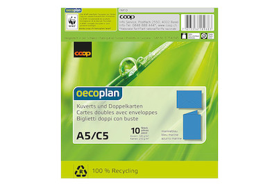 Image of Oecoplan Kuverts und Doppelkarten A5/C5 blau 10/10 Stk.