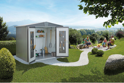 Image of Biohort Gerätehaus Europa 3 (244 x 156 cm), stahl quarzgrau-metallic bei JUMBO