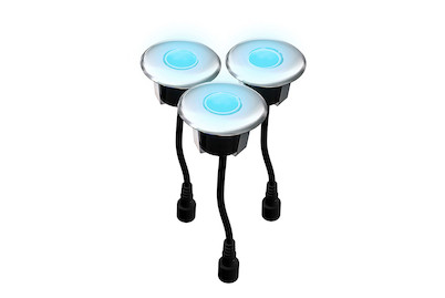 Image of LED Einbauspot für Holz 3 Stk., rund Ø 60mm, Blau, 1.2W, Ip67 bei JUMBO