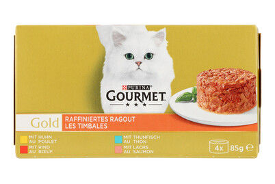 Image of Gourmet Gold Katzenfutter Ragout Fleisch & Fisch assortiert 4x85g bei JUMBO