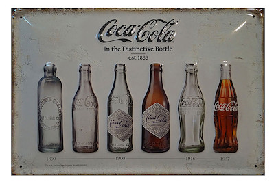 Image of Werbeblechschild Coca Cola Flaschen