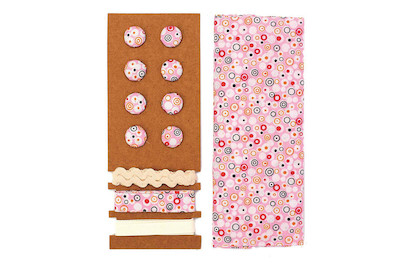 Image of Textil-Set rosa Kreise 48x48 cm Bänder 3x1m 8 Knöpfe bei JUMBO