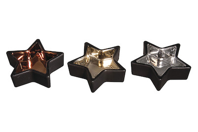 Image of Glas-Teelichthalter Stern, 9cm ø, farblich sortiert, PVC-Box 3Stück bei JUMBO