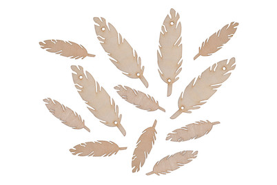 Image of Holz-Federn natur, 7+4cm sortiert, SB-Btl 12Stück bei JUMBO