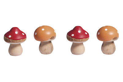 Image of Holz Fliegenpilze, 2,5cm ø, 3,3cm, 2 Farben, SB-Btl 5Stück bei JUMBO