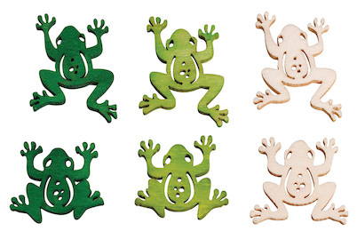 Image of Holz-Streuteile Frösche, 2,5cm ø, 3 Farben sortiert, SB-Btl 18Stück bei JUMBO