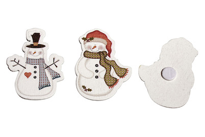 Image of Holz-Streuteile Schneemann mit Klebepunkt 4.3x3.2 cm bei JUMBO
