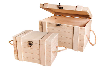 Image of Holz Truhen Set, FSC Mix Credit, 1 St. 30x20,5x17,3cm+24x16x15,5cm