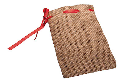Image of Jute Säckchen m. roter Kordel, 10x14cm, SB-Btl 4Stück bei JUMBO