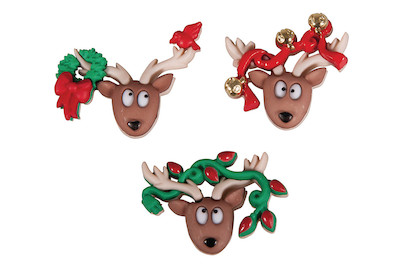 Image of Knöpfe - Oh Rentier, 2,5cm, SB-Btl 3Stück bei JUMBO