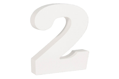 Image of Mdf- Nummer 2 , weiss, 11cm, Stärke 2cm bei JUMBO