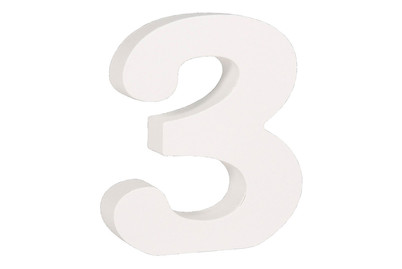 Image of Mdf- Nummer 3 , weiss, 11cm, Stärke 2cm bei JUMBO