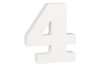 Image of Mdf- Nummer 4 , weiss, 11cm, Stärke 2cm bei JUMBO
