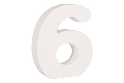 Image of Mdf- Nummer 6 , weiss, 11cm, Stärke 2cm bei JUMBO