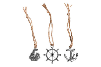 Image of Metall-Anhänger m. Jute Kordel Maritim, 3,5cm, 3 Designs, SB-Btl 3Stück bei JUMBO