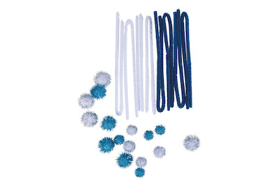 Image of Metallic-Pompons + Chenilledraht, Farben+Grössen sortiert, SB-Btl 24Stück bei JUMBO