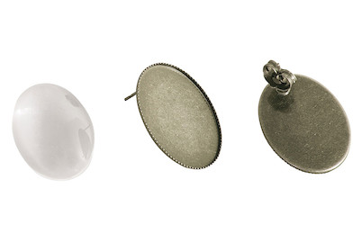 Image of Metall- Fassung: Ohrstecker, 1,8x2,5cm, m. Cabochon, SB-Btl 1Paar bei JUMBO