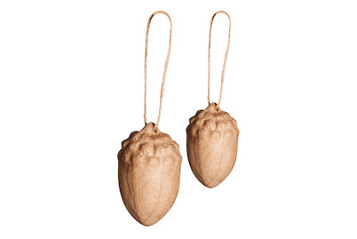 Image of Pappmaché Eicheln FSC Recycled 100%, ø4x7cm, ø5,5x8,5cm, m. Juteh., Set 2St. bei JUMBO