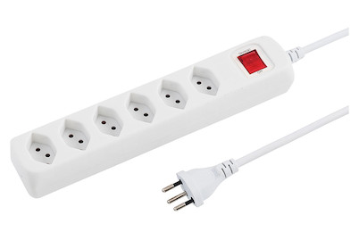 Image of 2x Steckdosenl. 1.5m ws 6xT13 Resetsch. bei JUMBO