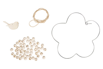 Image of BP: Drahtblume mit Holzperlen, 14cm ø, zum Hängen, SB-Btl bei JUMBO