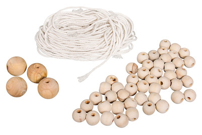 Image of BP: Holzperlen und Garn f. Makramee , natur Ton, SB-Btl 1Set bei JUMBO