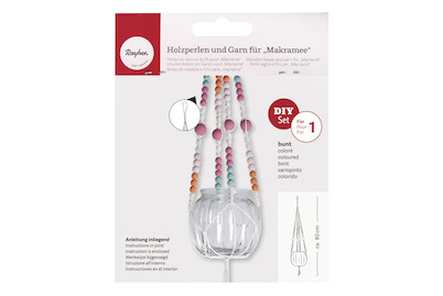 Image of BP: Holzperlen und Garn f. Makramee , bunt, SB-Btl 1Set bei JUMBO