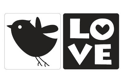 Image of Labels GB Love +Vogel, 25x30mm, SB-Btl 2Stück