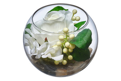 Image of Glaskugel mit Rose øxH 15x12cm weiss/grün bei JUMBO