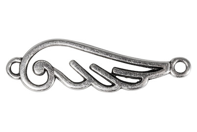 Image of Metall-Zierlement Flügel geschwungen, 25mm, Ösen 1mm ø, SB-Btl 1Stück bei JUMBO