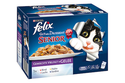 Image of Felix Senior Katzenfutter in Gelee Rind 12x100g bei JUMBO