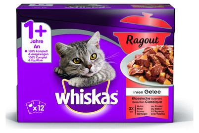 Image of Whiskas 1+ Ragout Klassische Auswahl in Gelee 12x85g bei JUMBO