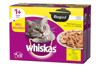 Image of Whiskas 1+ Ragout Geflügel Auswahl in Gelee 12x85g