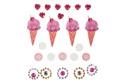 Image of Deko-Sticker: Eis, sort. 0,5-3,5cm, SB-Btl 24Stück bei JUMBO