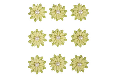 Image of Deko-Sticker: Papierblüten m. Halbperle, m. Klebepunkt, SB-Btl 9Stück bei JUMBO