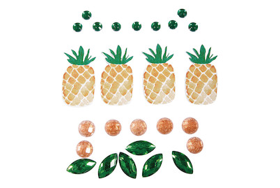 Image of Deko-Sticker: Tropic-Ananas, sort. 0,5-3,5cm, SB-Btl 26Stück bei JUMBO