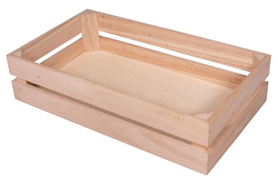 Image of Holzkiste Latten-Optik,FSC Mix Credit, 35,5x20,3x8,4cm, + 2 Wandhaken bei JUMBO