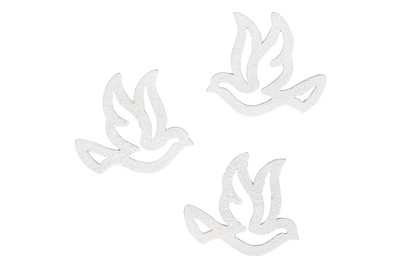 Image of Holz-Streuteile Taube, 4x3,5cm, mit Glitter, SB-Btl 10Stück bei JUMBO