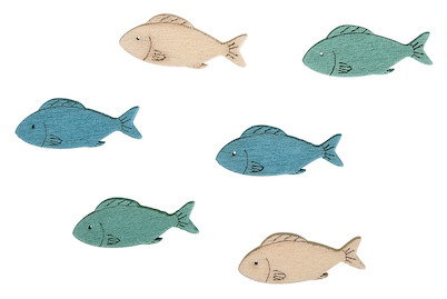 Image of MDF Streuteile Fische, 3x1cm, 3 Farben, SB-Btl 15Stück bei JUMBO