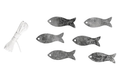 Image of Metall-Fische mit Kordel, 2m Kordel + 6 Fische, SB-Btl bei JUMBO